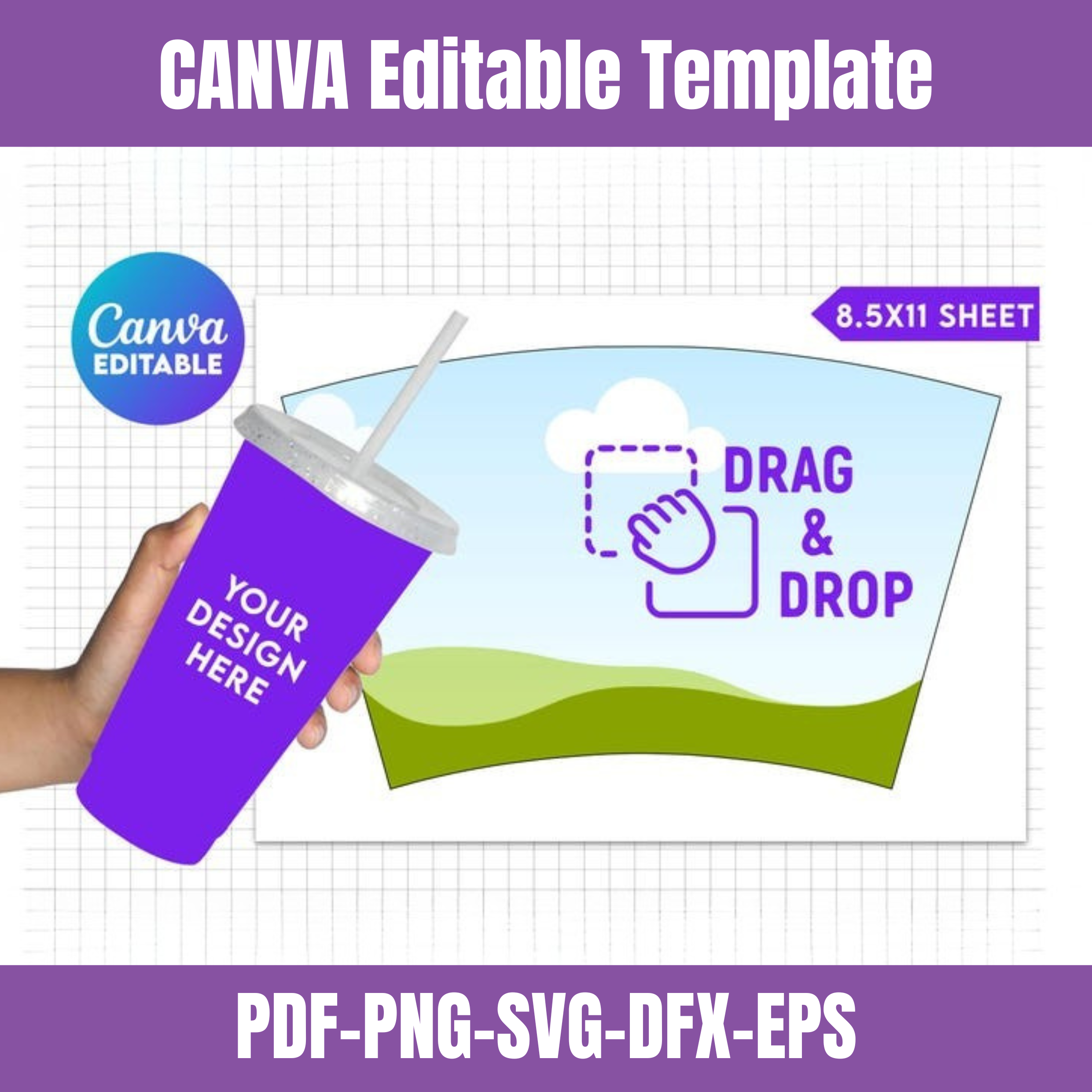 24oz Cold Cup Wrap Template