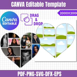 Heart Photo Collage Editable Template