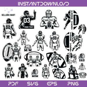 Custom Football Player SVG Bundle