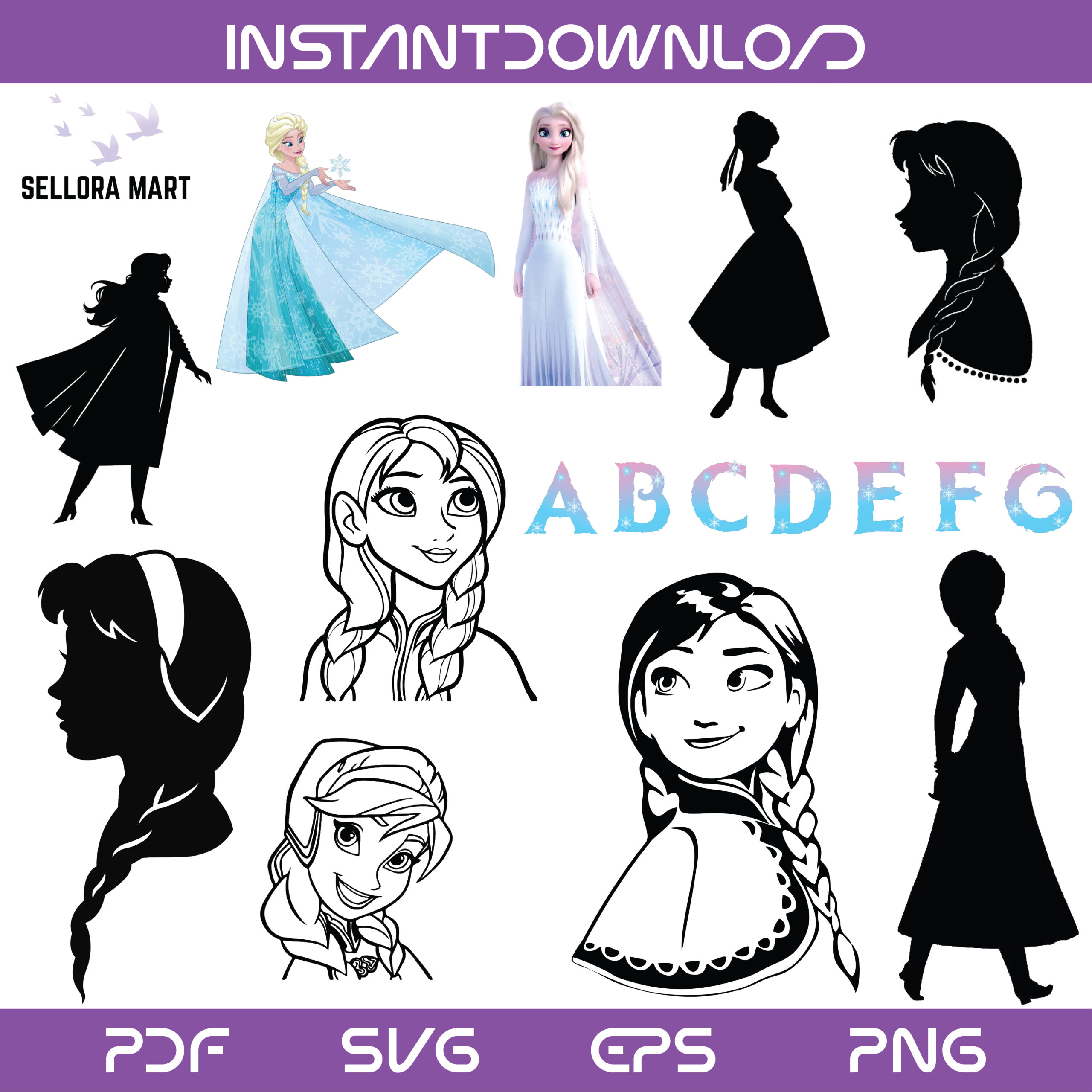 Elsa & Anna Frozen SVG Bundle