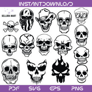 Gothic Skull Faces SVG Bundle