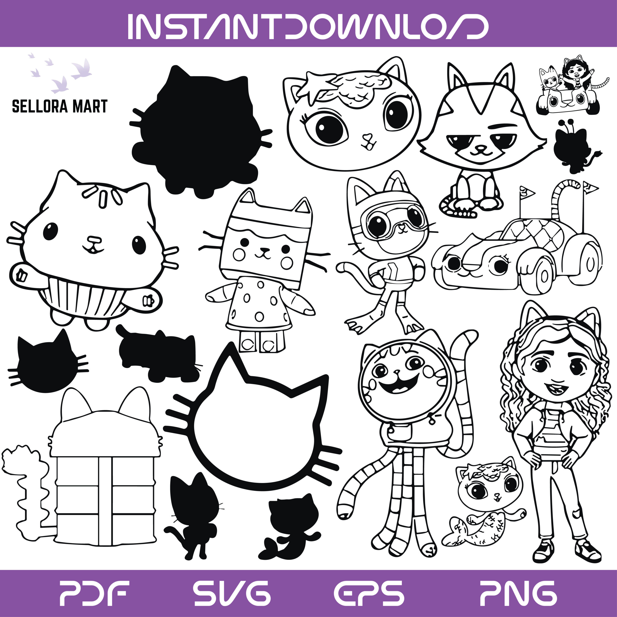 Gabby’s Dollhouse Characters SVG