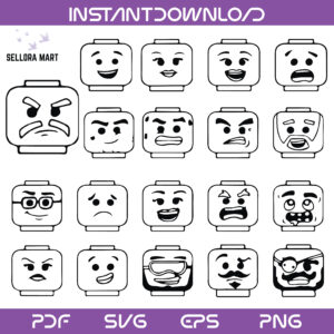 LEGO Head Faces SVG Bundle