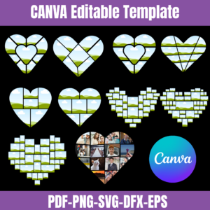 10 Heart Photo Collage Editable Template