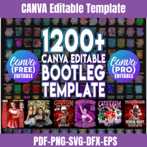1200+ Canva Editable Bootleg Rap Tee Bundle