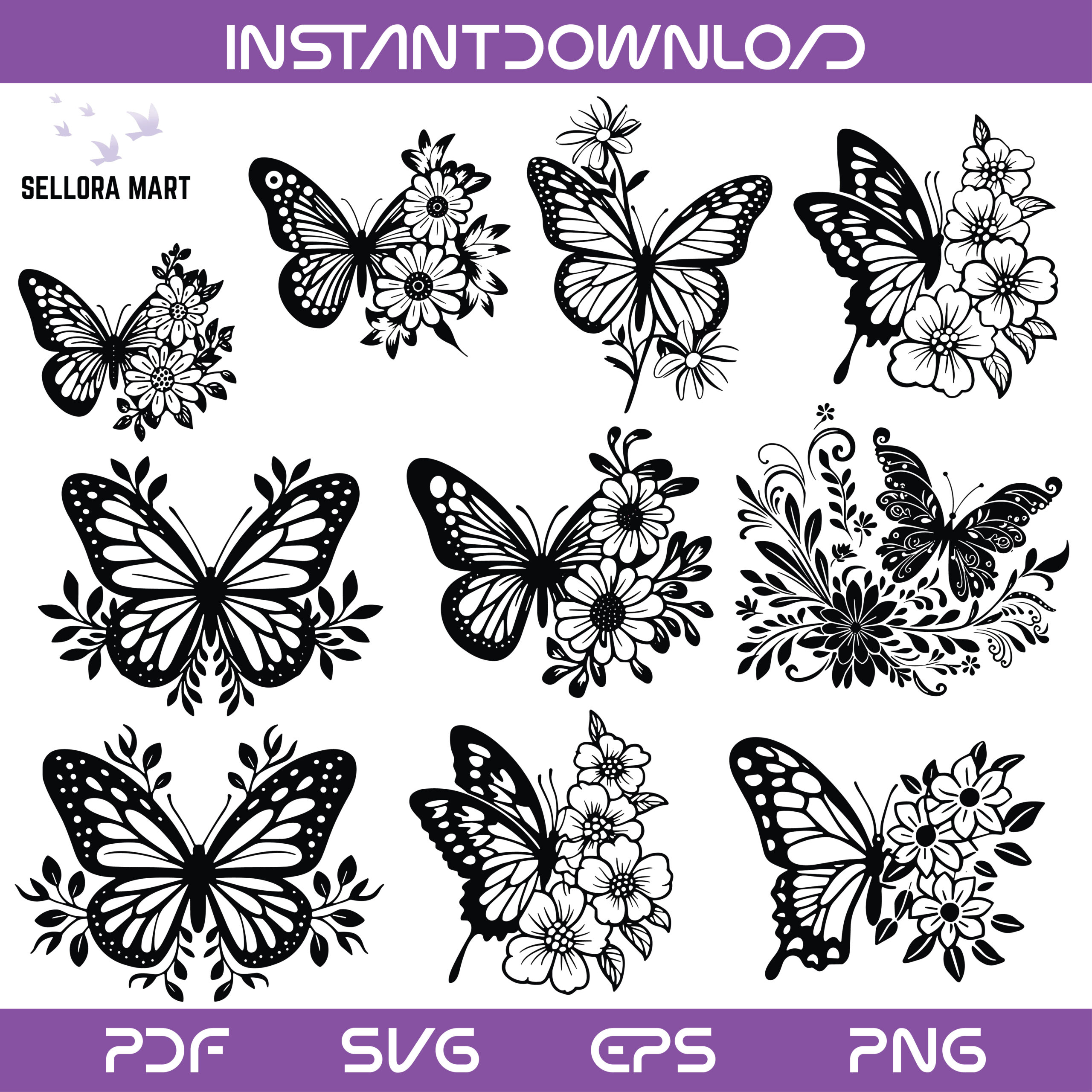 Butterfly Floral SVG Bundle